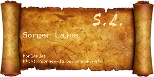 Sorger Lajos névjegykártya